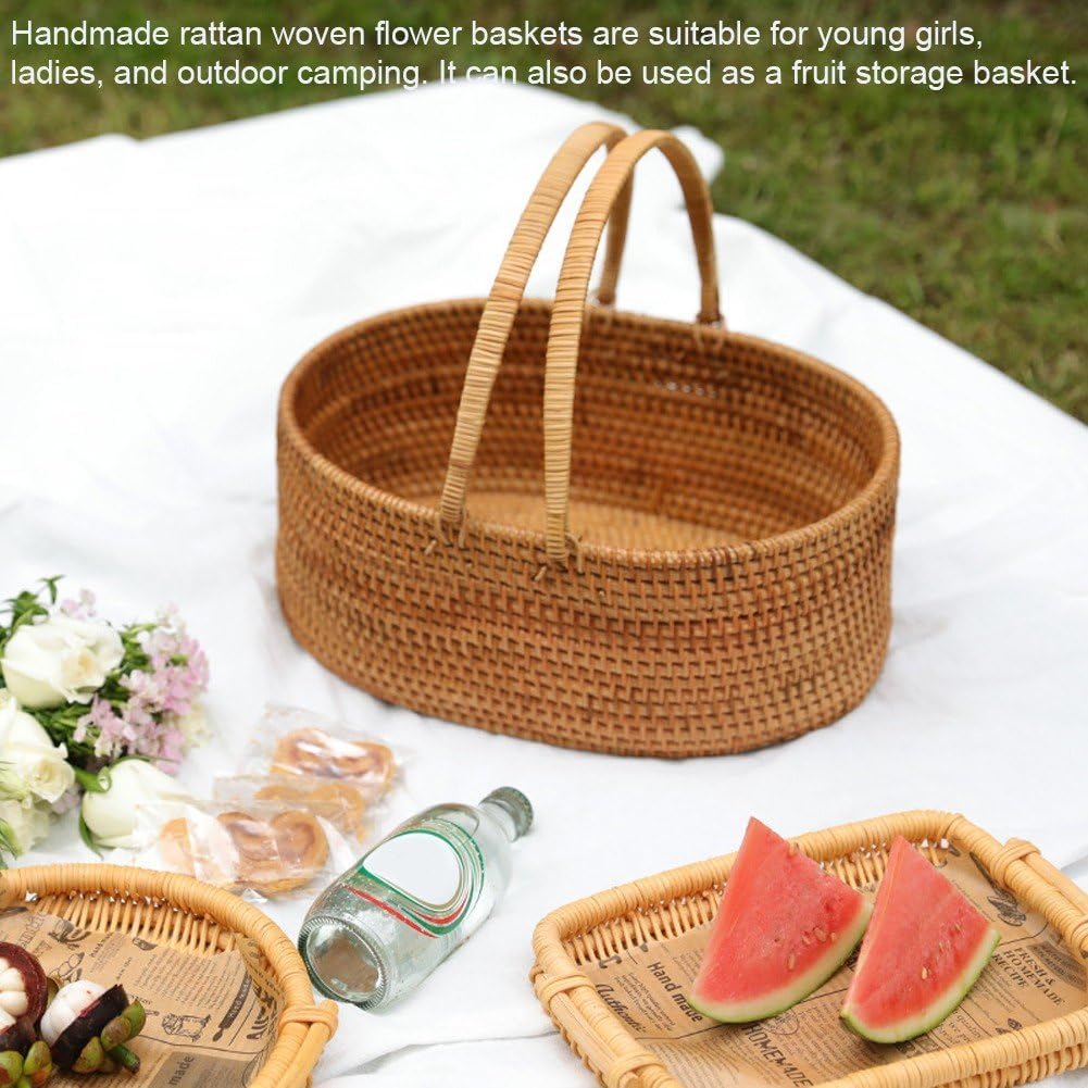 Picknickkorb Aus Weidengeflecht Griff, Grosser Leerer Geschenkkorb Zum Befüllen, Oben Offene Markter