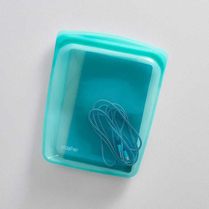 Stasher Bag Premium Silikonbeutel wiederverwendbar für Lebensmittel, Half Gallon, Aqua, Dauerhaft, B