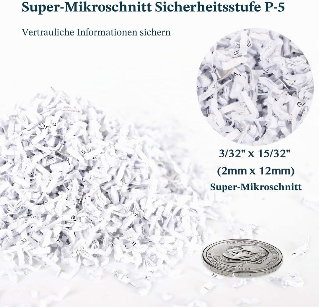 WOLVERINE 8-Blatt-P5-Hochsicherheits-Aktenvernichter,Super-Mikroschnitt für schweres Papier und Kred