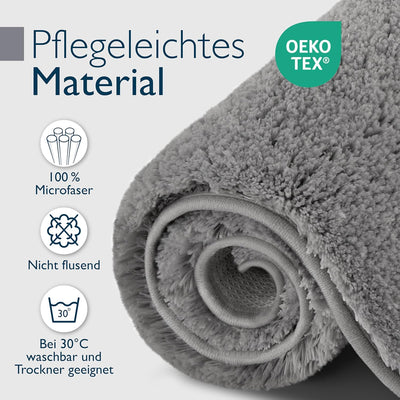 Beautissu Badematte rutschfest 100x60 cm – Duschvorleger Hochflor Badteppich rutschfest Waschbar Sha