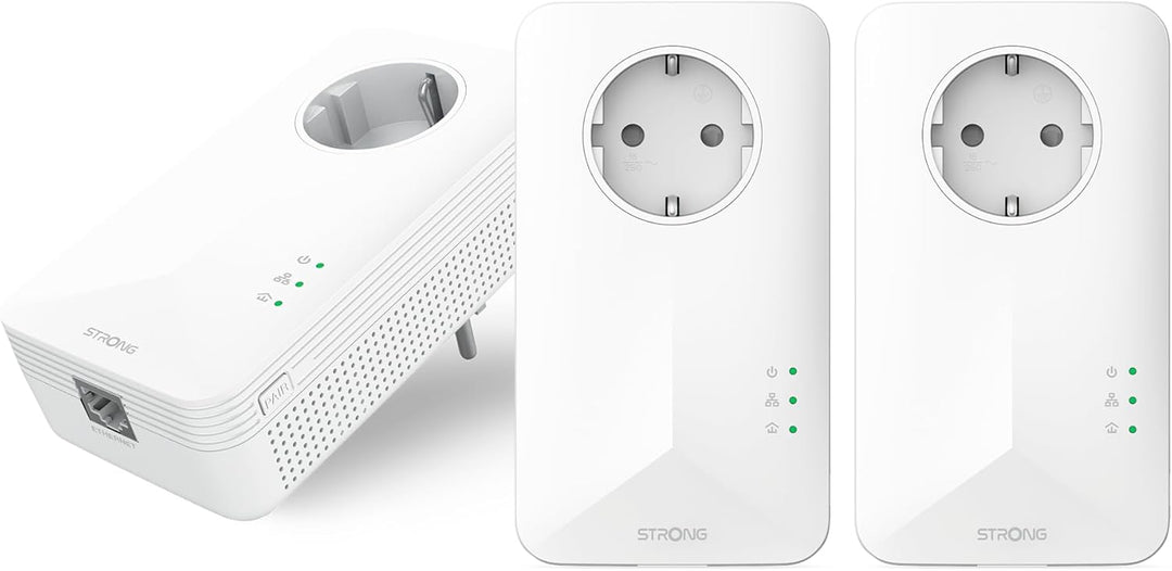 STRONG Powerline 1000 Triple Pack, PowerLAN-Adapter Set mit 3 Stück, 100 Mbit/s, Hochgeschwindigkeit
