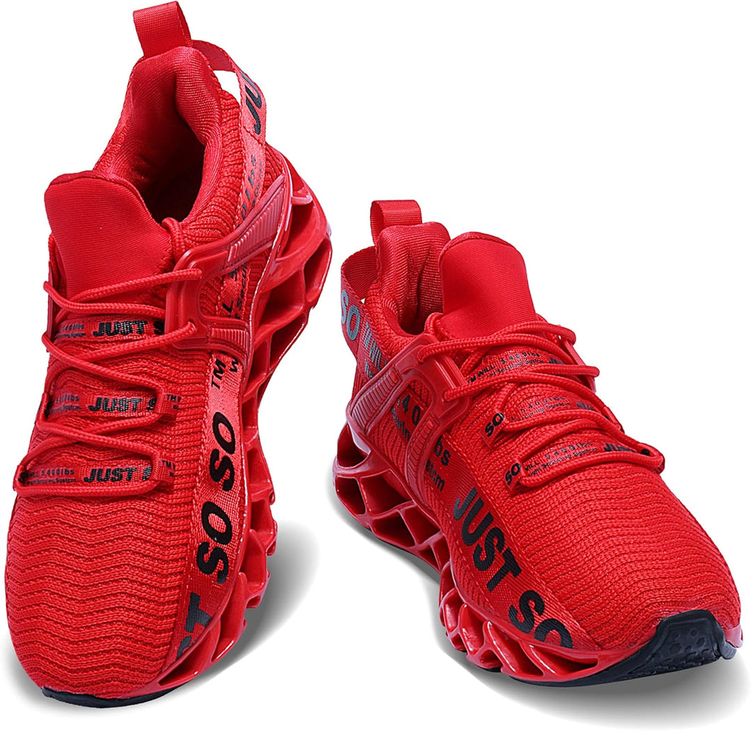 Wonesion Herren Fitness Laufschuhe Atmungsaktiv rutschfeste Mode Sneaker Sportschuhe 42 EU 5 Rot, 42
