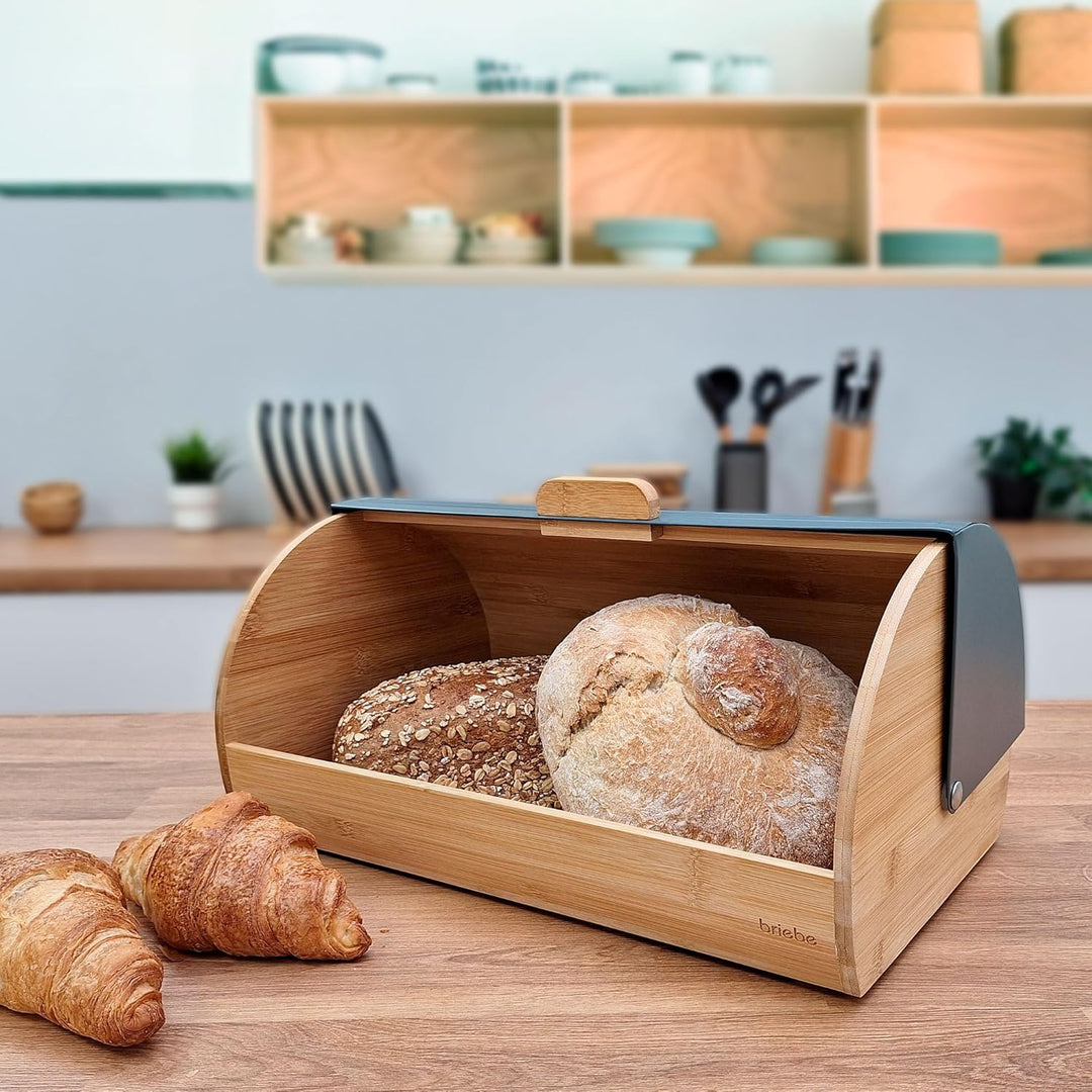 briebe Nordic Brotkasten für Brotaufbewahrung aus Bambusholz, Langanhaltende Frische des Brotes, Sch