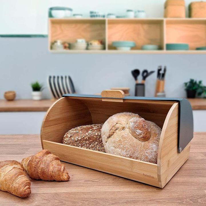 briebe Nordic Brotkasten für Brotaufbewahrung aus Bambusholz, Langanhaltende Frische des Brotes, Sch
