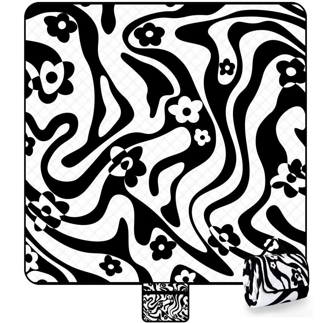 Picknickdecke 200x200 cm, Spiralmuster | Wasserdicht, Sandfrei, 3-lagiges Polyester, Faltbar & Wasch