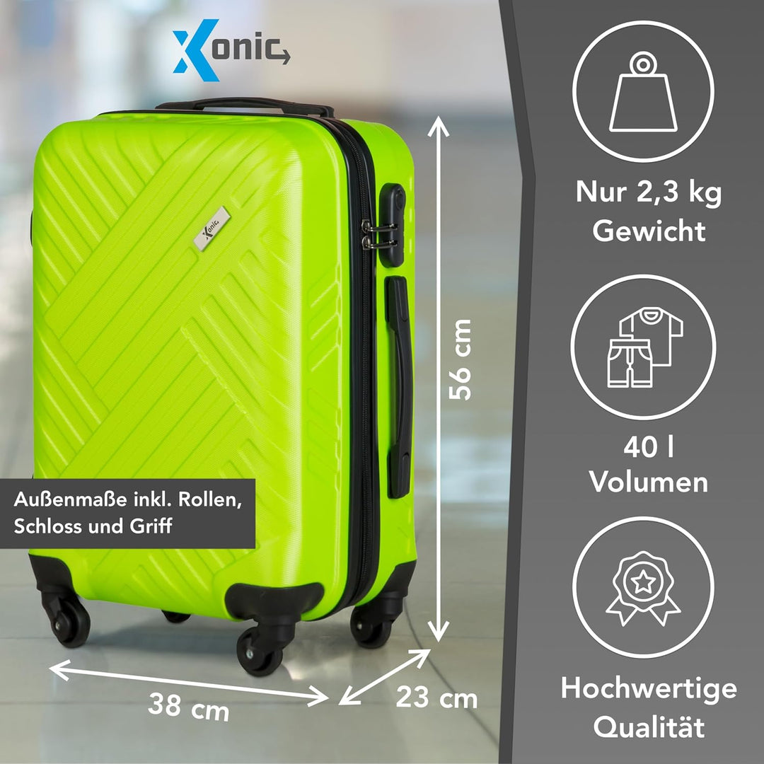 Xonic Design Reisekoffer - ABS Hartschalen Koffer mit 360° Leichtlauf-Rollen - hochwertiger Trolley