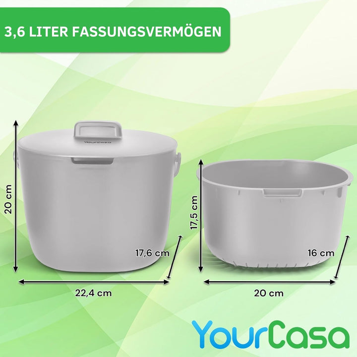 YourCasa Biomülleimer Küche 3,6L - Komposteimer für alltäglichen Biomüll Behälter Spülmaschinenfest