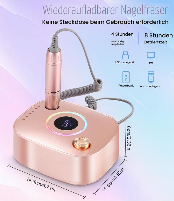 Elektrisch Nagelfräser, 45000RPM Professionelle Fräser für Gelnägel, Tragbare Elektrische Nagelfeile