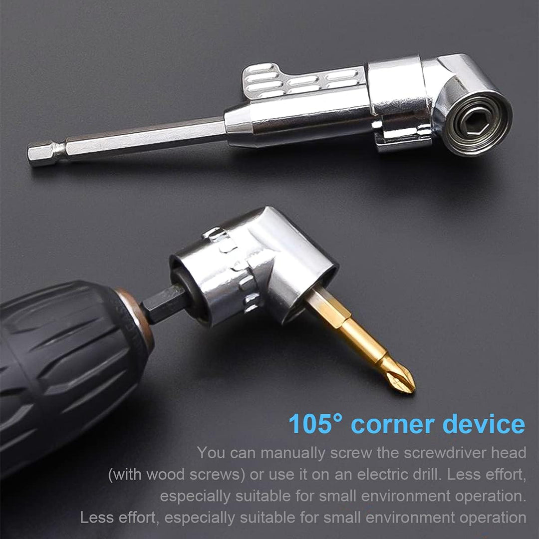 2pcs 105° Winkelaufsatz für Akkuschrauber Adapter, 3pcs 1/4 Sechskantschaft Verlängerungsstange, 1pc