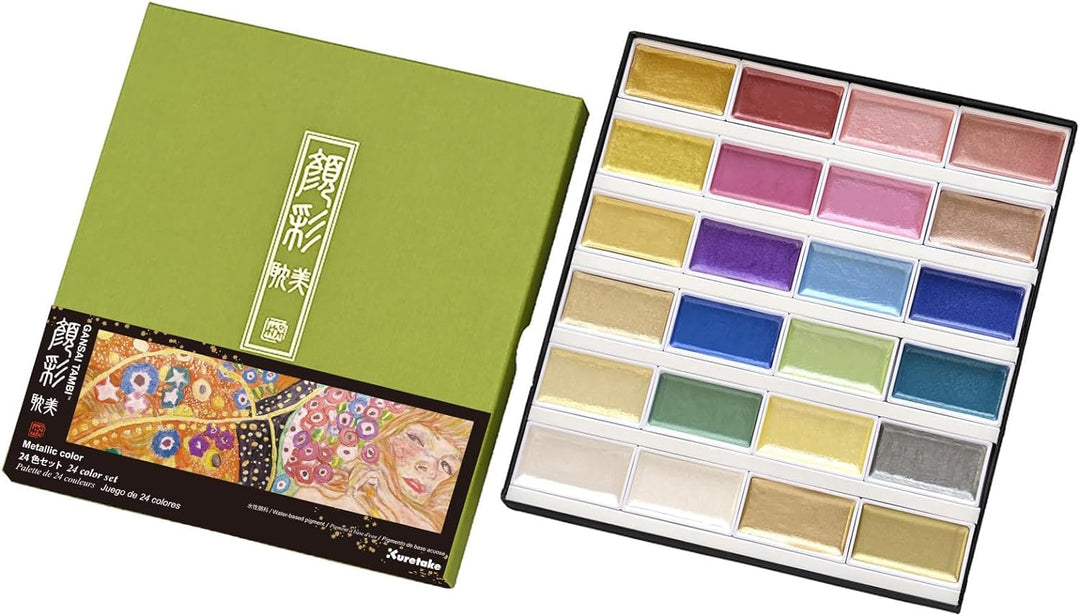 Kuretake Gansai Tambi Aquarell-Set (Metallic 24 Farben Set), MC20/24V/NW2, Metallic 24 Farben Set