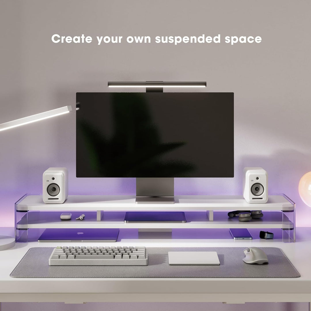 Fenge Dual Monitorständer Riser mit Acrylbein Grosser Computer Bildschirmständer für Laptop/PC/Druck