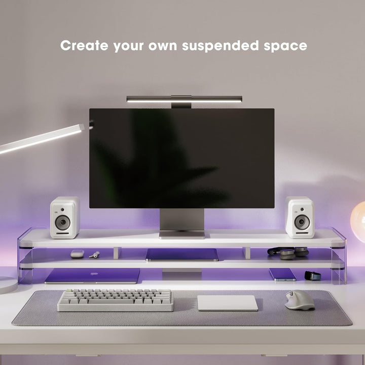 Fenge Dual Monitorständer Riser mit Acrylbein Grosser Computer Bildschirmständer für Laptop/PC/Druck