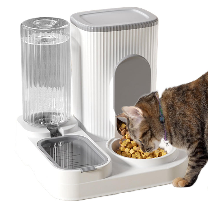 Automatischer Haustierfütterer - Katzenfutter Spender & Wasserspender,2 In 1 Fütterungsstation Mit F