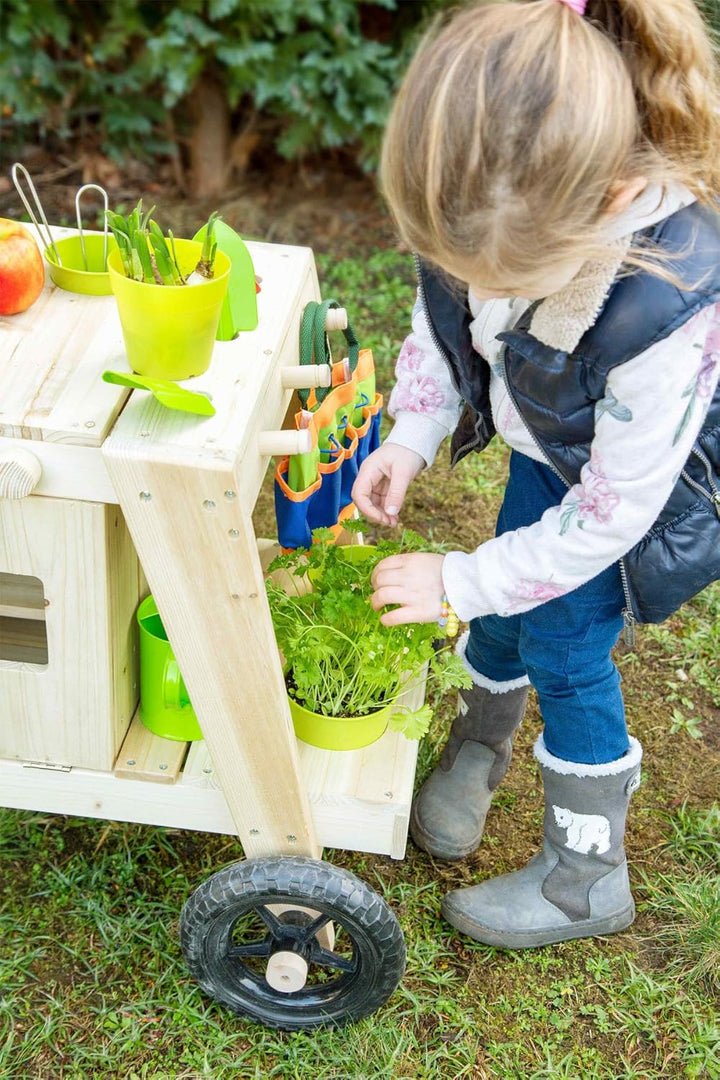 small foot Matschküche aus massivem und witterungsbeständigem Holz für Kinder ab 3, Outdoorküche mit