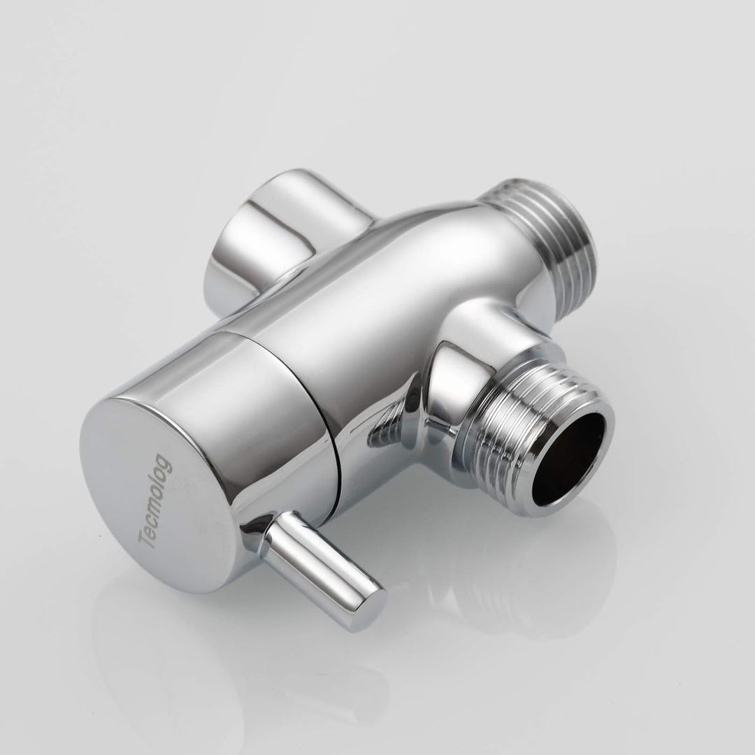 Tecmolog Umstellventil Dusche 3 Wege 1/2" Messing Absperrventil Dusche T Adapter für Handbrause DSF0