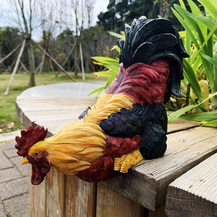 Handsider Gartenstatuen Huhn, Kunst Hahn Gartenfiguren Dekoration, Simuliert Tier für Zaun Zimmer Te