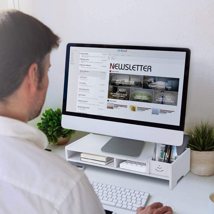 Ejoyous Monitorständer Monitor Riser, Desktop Riser Laptopständer mit Trennregal für Office Home Tab