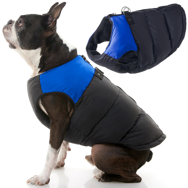 Gooby - Gepolsterte Weste, Hundejacke, Mantel, Pullover mit Reissverschluss und Leinen-Ring, blau, G