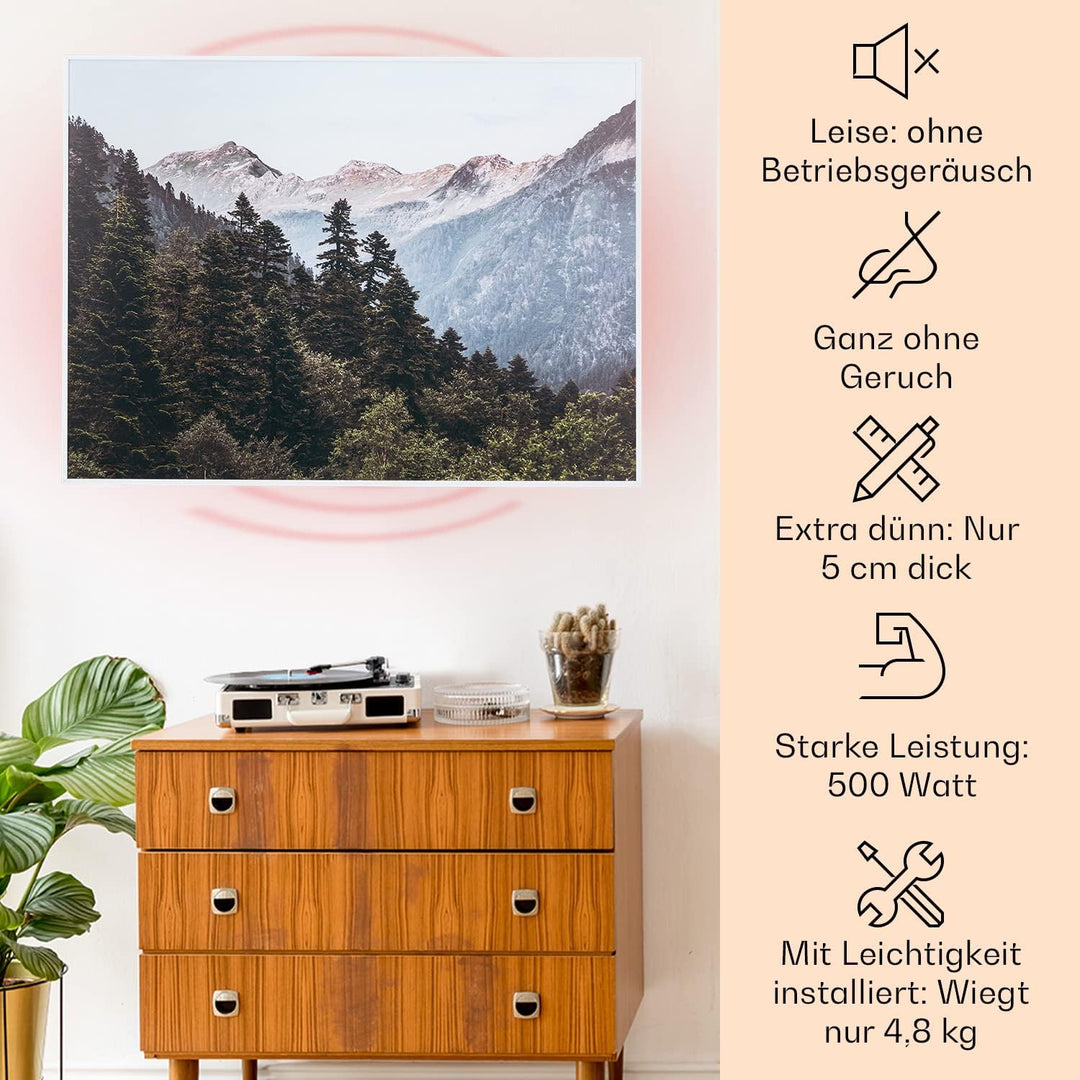 Klarstein Infrarotheizung mit Thermostat, 500W Elektroheizung, Smart Home Bild-Infrarotheizung zur W