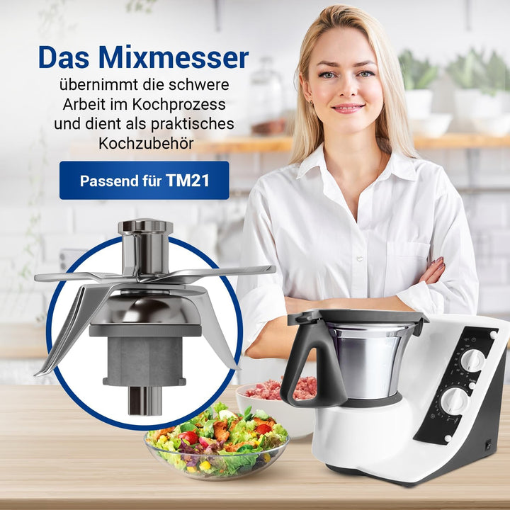 VIOKS Alternativ Mixmesser kompatibel mit Thеrmomix TM21 | Messer Kochzubehör, aus Edelstahl, inklus