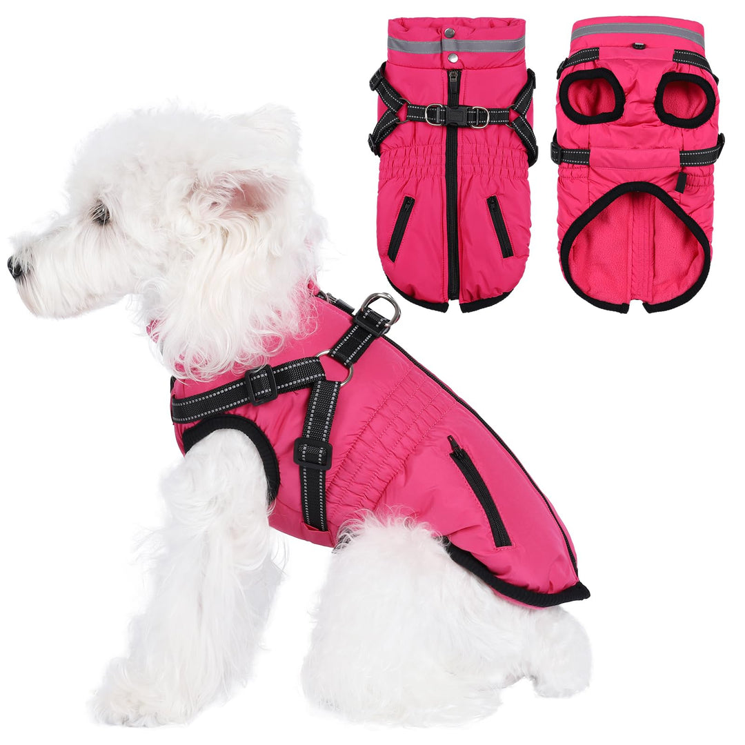 Hundemantel mit Geschirr wasserdichte Hundejacke, Gepolsterte Hundeweste Reflektierende Hundekleidun