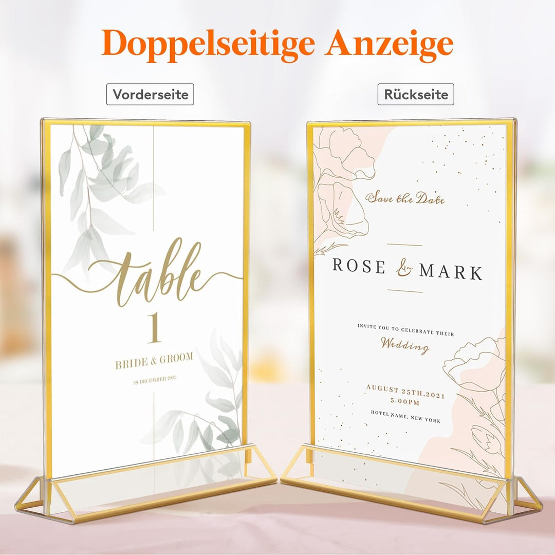 Lifewit 6 Pack A5 Acryl Schildhalter mit goldenen Rändern, klare vertikale doppelseitige Stand, Kuns