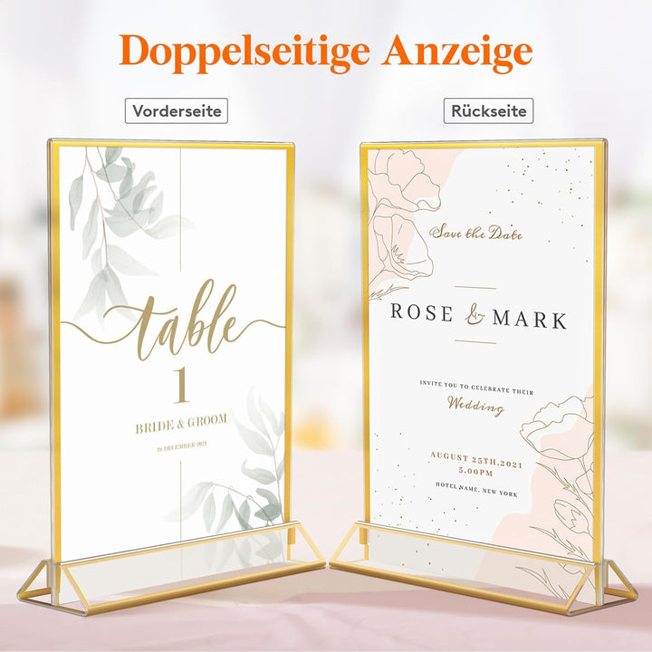 Lifewit 6 Pack A5 Acryl Schildhalter mit goldenen Rändern, klare vertikale doppelseitige Stand, Kuns