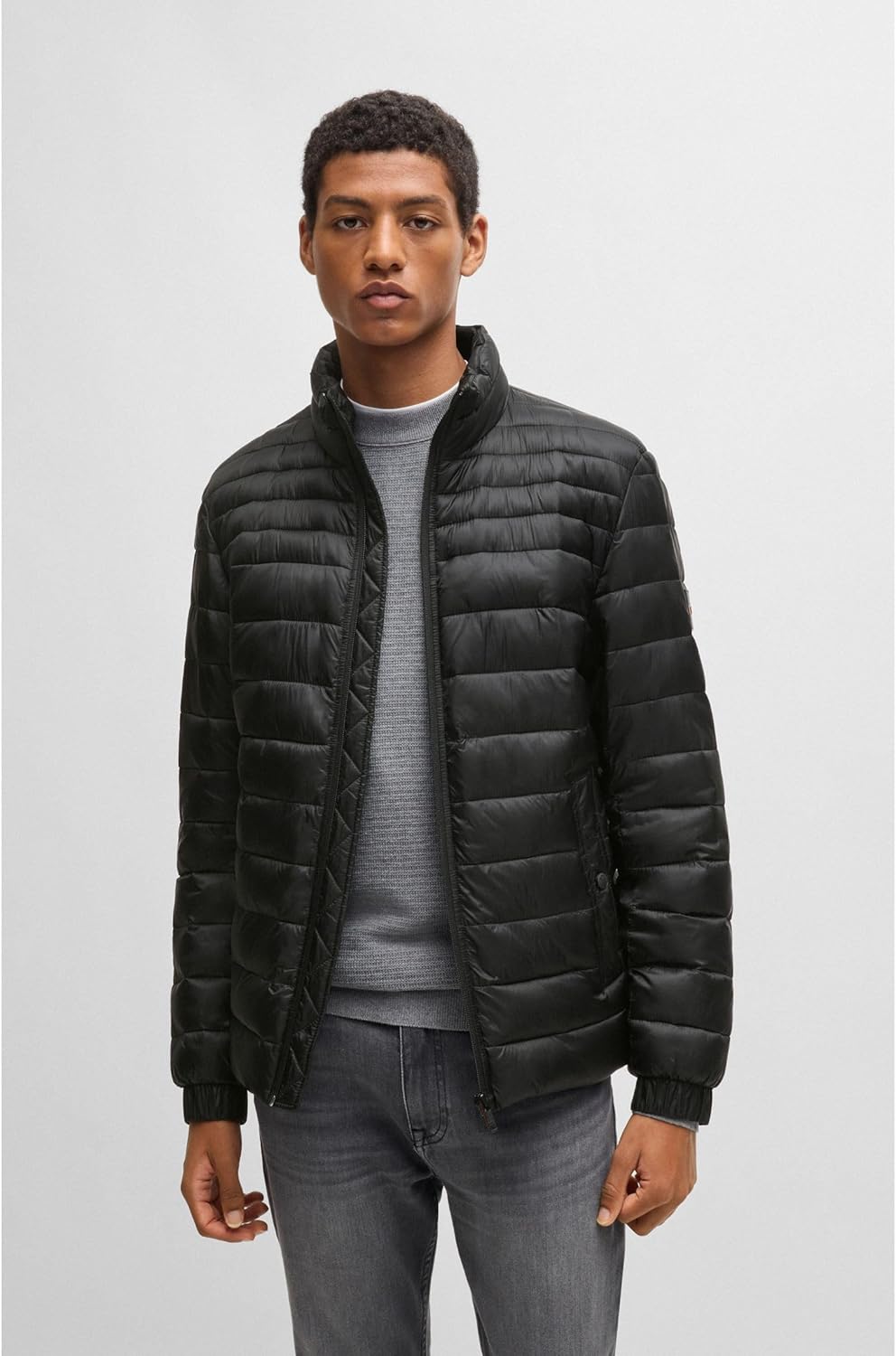 BOSS Herren Oden1 Wasserabweisende Steppjacke mit Logo-Aufnäher 58 Black1, 58 Black1