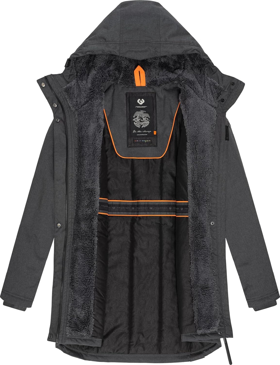 Ragwear Damen Wintermantel warm gefütterter Parka lang wasserdicht mit Kapuze Elsie Melange XS-6XL M