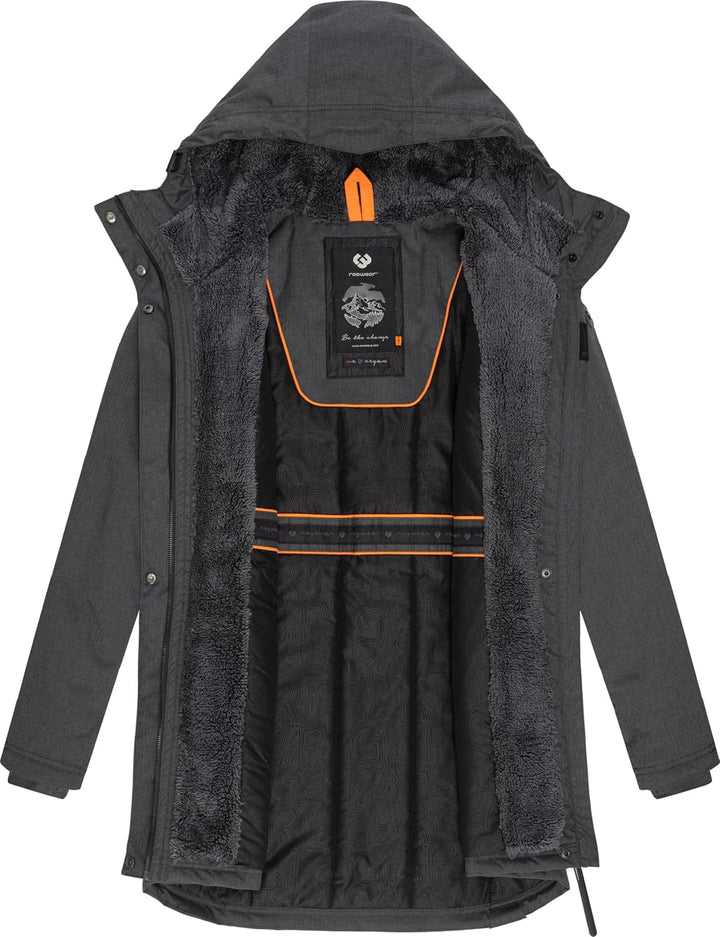 Ragwear Damen Wintermantel warm gefütterter Parka lang wasserdicht mit Kapuze Elsie Melange XS-6XL M