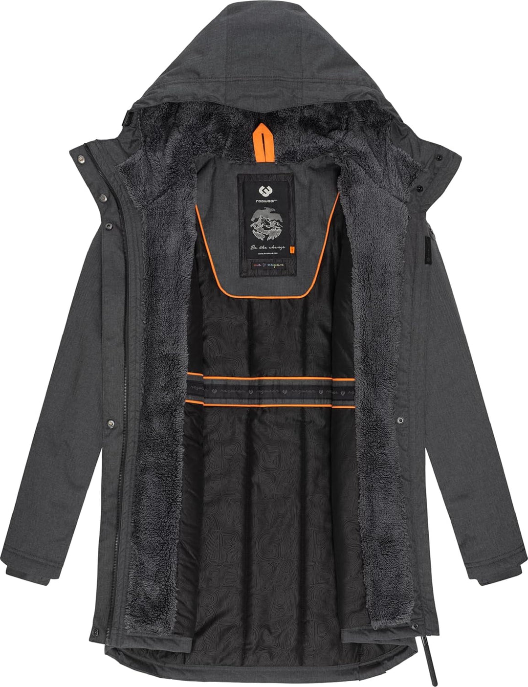Ragwear Damen Wintermantel warm gefütterter Parka lang wasserdicht mit Kapuze Elsie Melange XS-6XL S