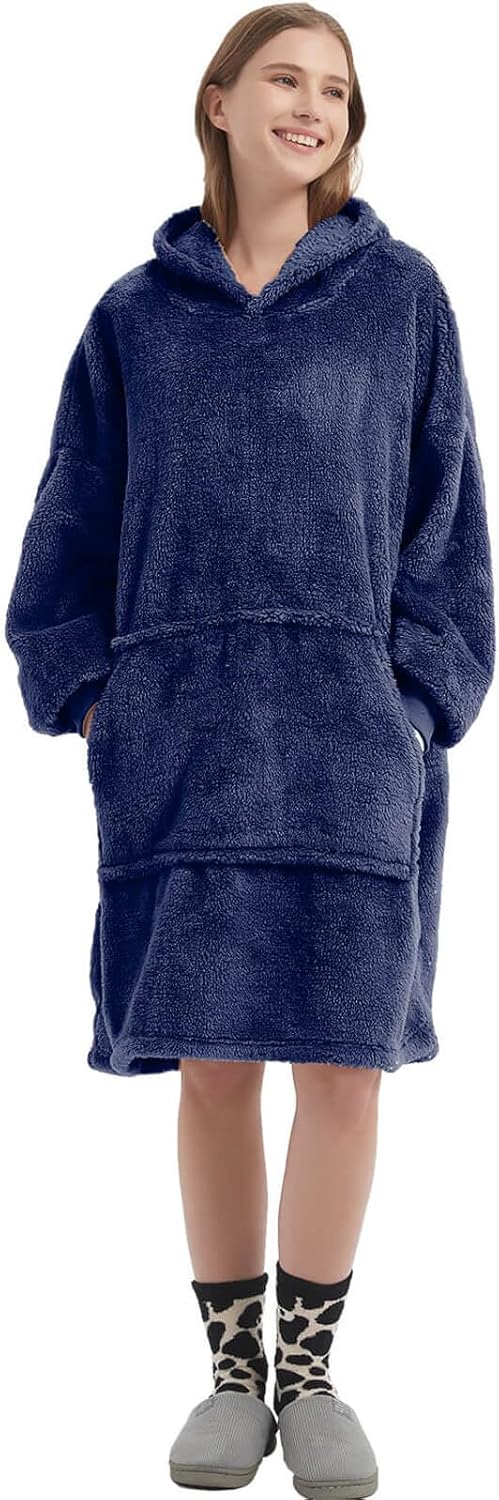 FELOVE Hoodie Decke Ärmeln Kuschelpullover Mit einer grossen Tasche,Tragbare Decke Ultra Soft Bequem