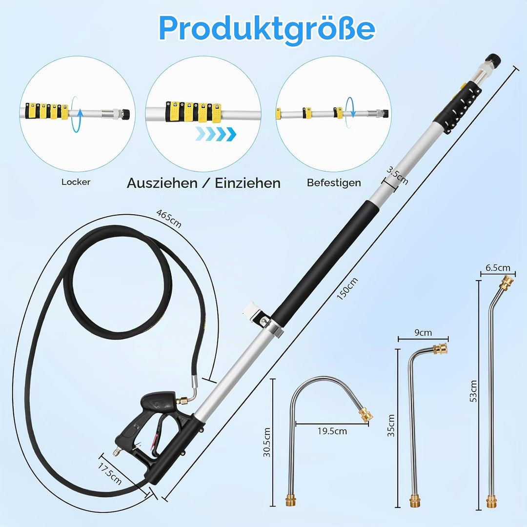 Teleskopstab für Hochdruckreiniger 730cm Schwarz, Schwarz