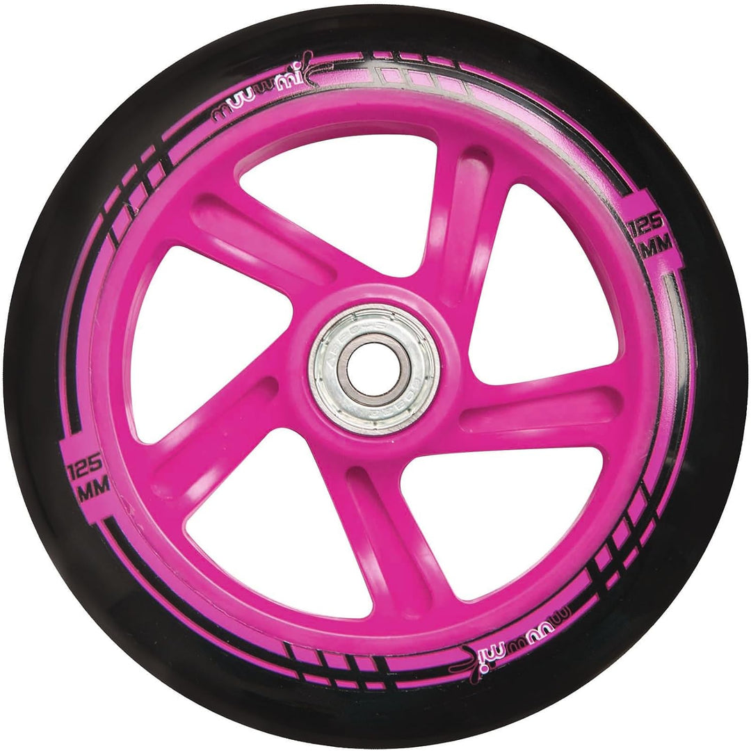muuwmi Aluminium Scooter – Tretroller, 125 mm, ABEC 5, GS geprüft, höhenverstellbar weiss-pink, weis