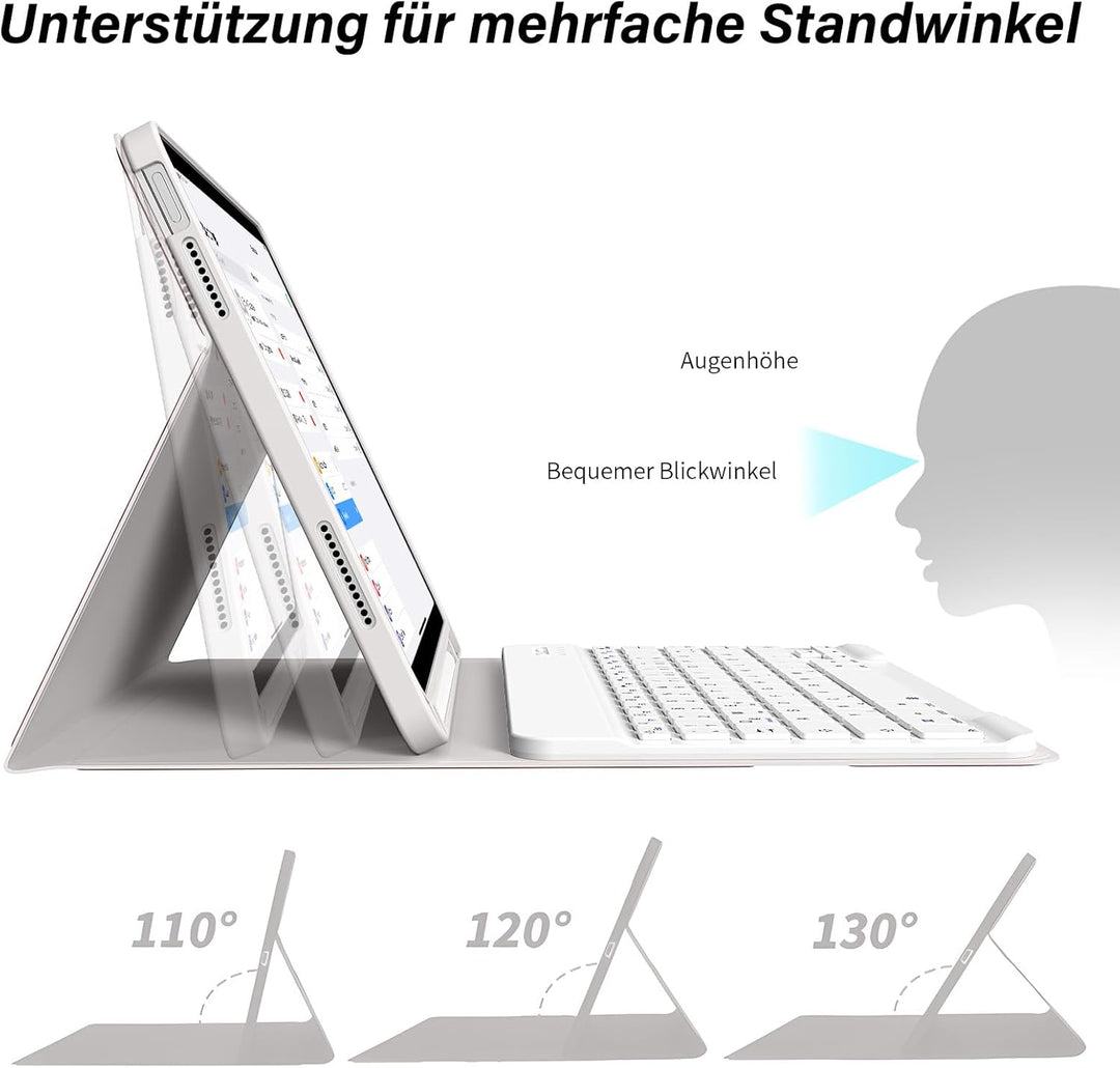 Hülle mit Tastatur für iPad A16 11. /10.Generation 11/10,9 Zoll 2025/2022, Magnetisches Anti-Detach
