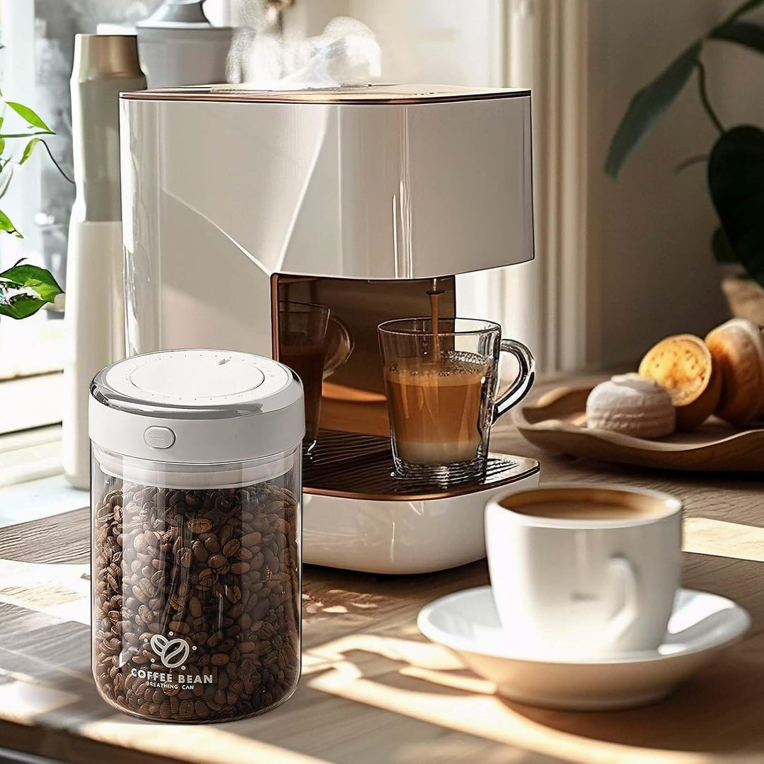 Kaffeedose 1100ml aus Borosilikatglas – Luftdichter Vakuum Kaffeebehälter mit CO₂-Ventil, Aromadose