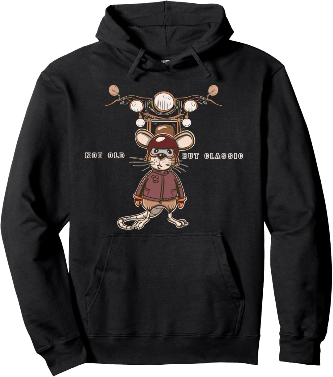 Nicht alt aber klassisch, funny Motorrad Ratte Maus Biker Pullover Hoodie