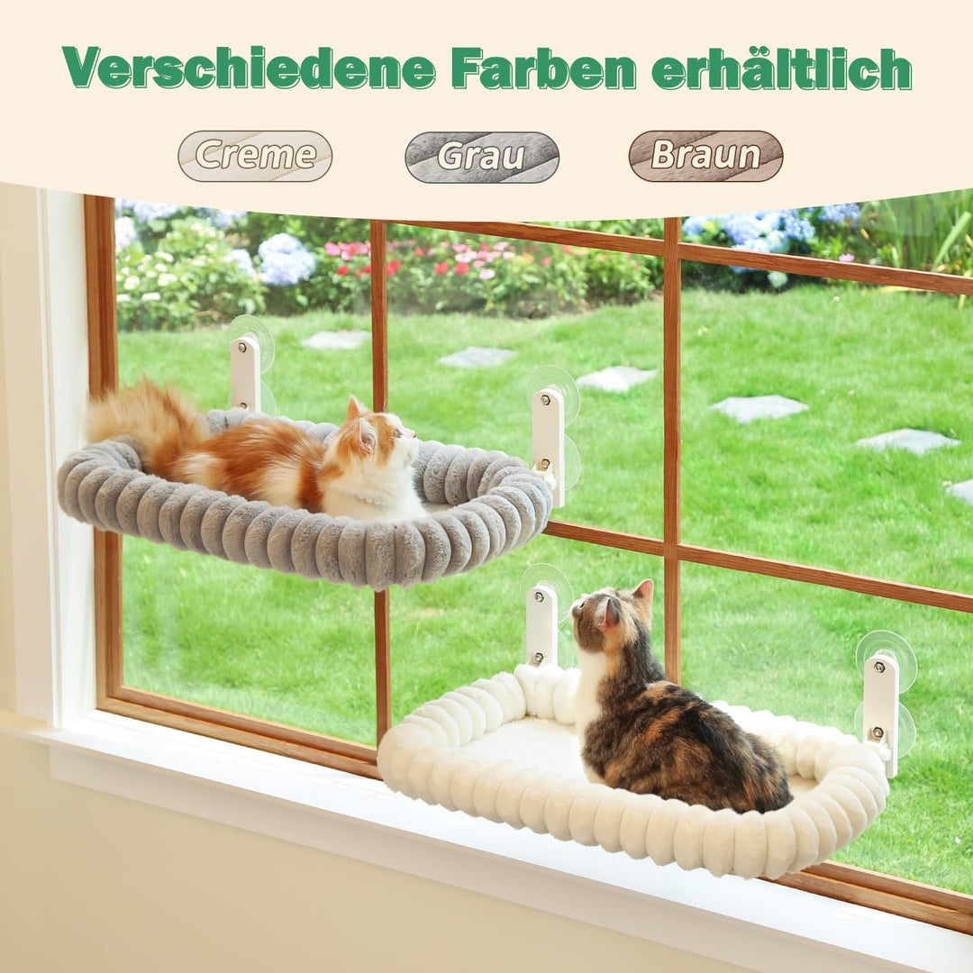 Zakkart SnugCloud Faltbare Katzen-Fensterstange – kabellos, ultraweich, maschinenwaschbar, Bett mit