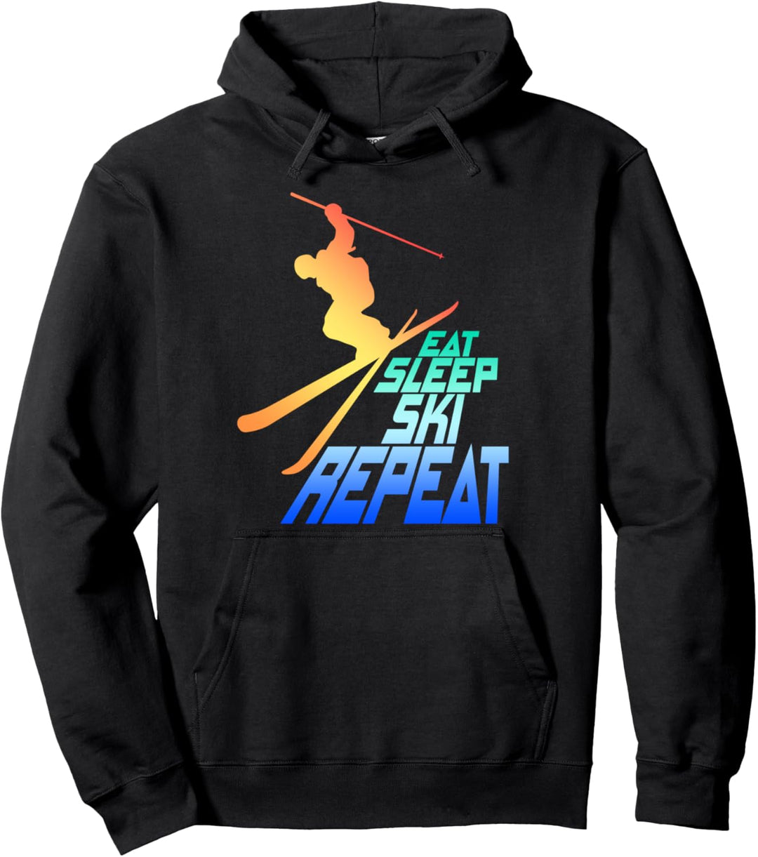 Eat Sleep Ski Repeat, Skifahren, Herren Damen Kinder Winter Skifahrer Pullover Hoodie