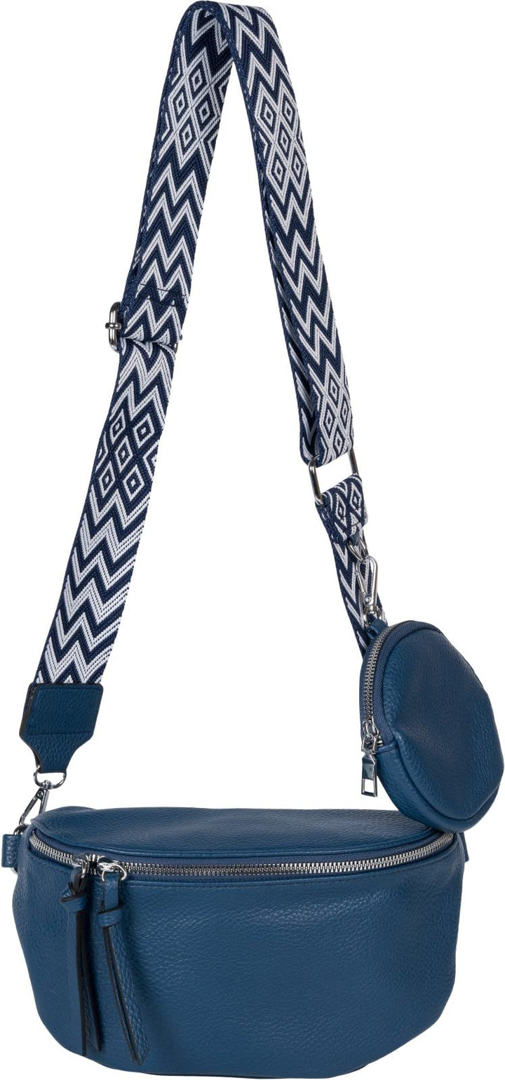 styleBREAKER Damen Halbmond Crossbody Schultertaschen Set 2-Teilig, Schultergurt mit Zick-Zack Raute