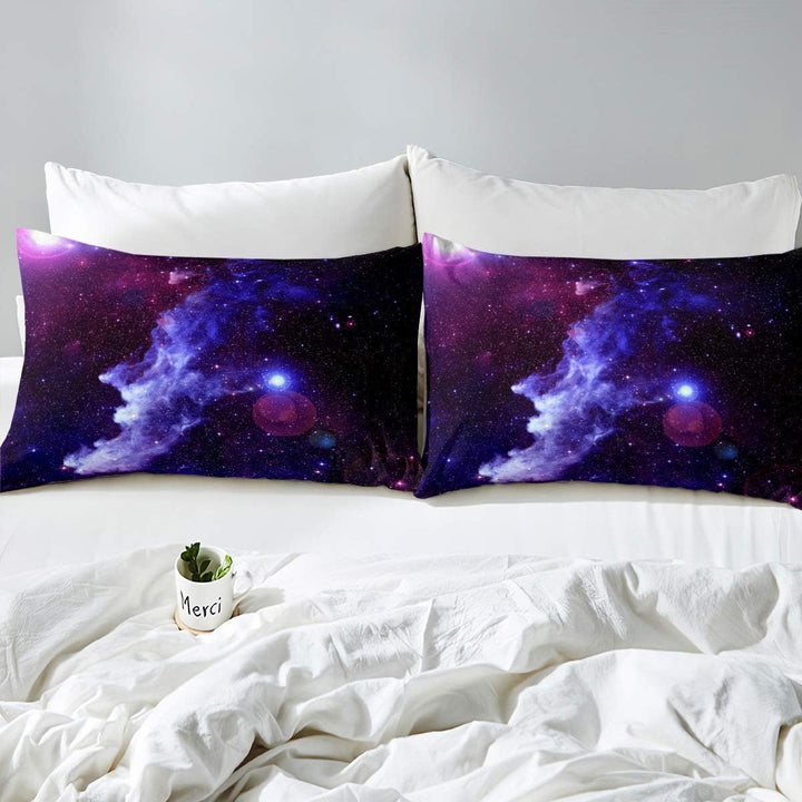 Loussiesd 3D Galaxy Bettwäsche-Set 135 x 200 cm Universe Starry Sky Print Bettbezug-Set Lila Blau fü