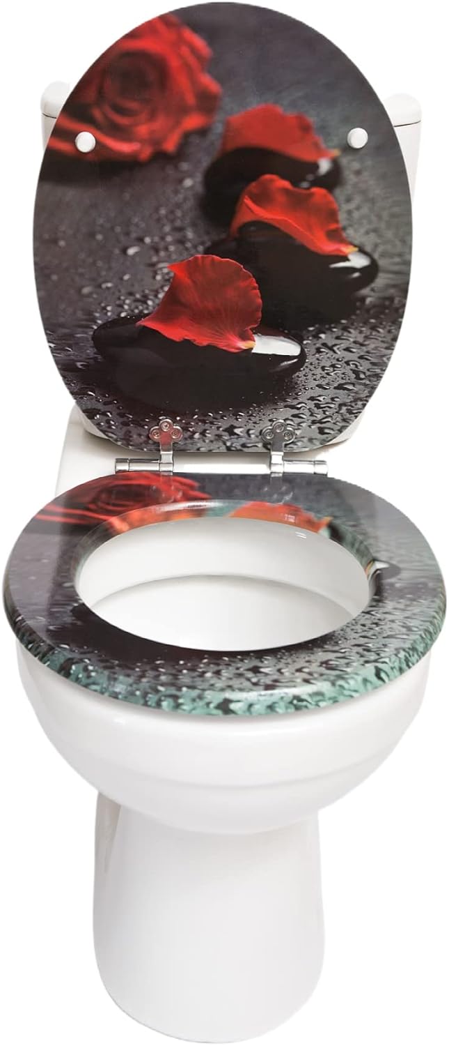 SINOBATH WC-Sitz Mit Absenkautomatik, Hochwertige Und Stabile Antibakterieller Toiletten, MDF Holzke