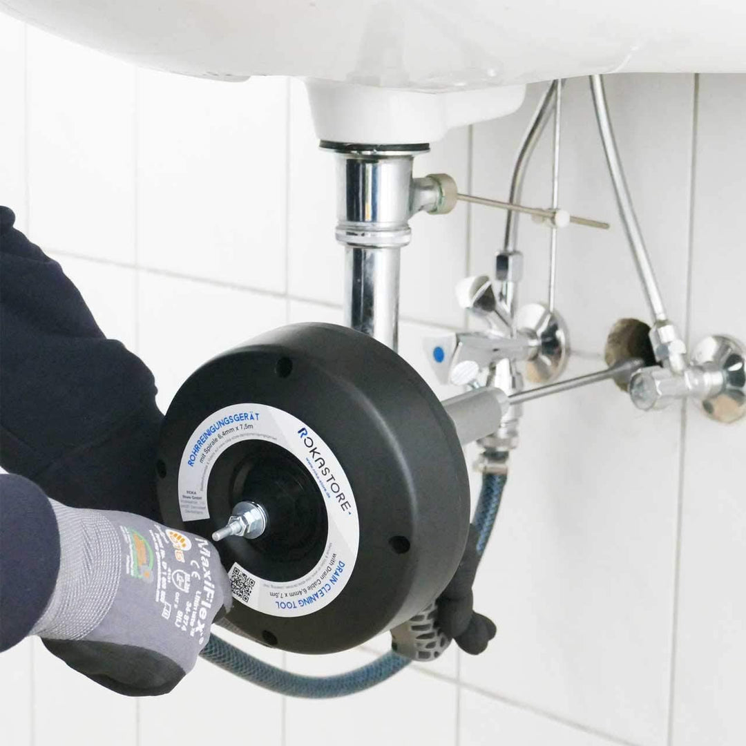 Rohrreinigungsspirale für Bohrmaschine oder Handbetrieb, 7,5m x