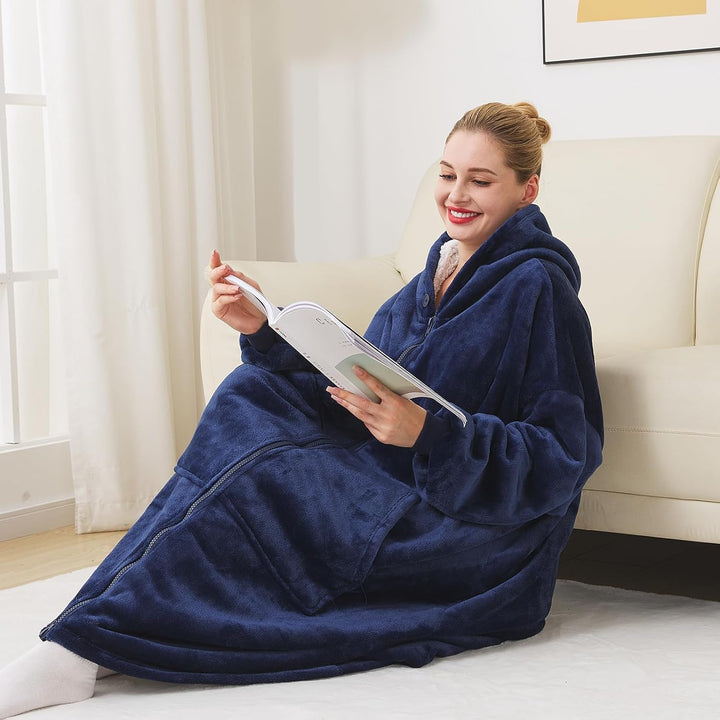 SPFASZEIV Reissverschluss Hoodie Decke Damen Kuscheldecke mit Ärmeln Übergrosse Kuschelpullover Frau