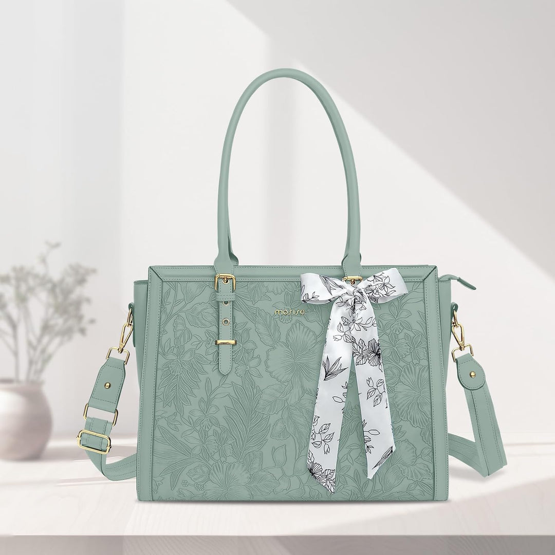 MOSISO Laptop Tasche für Frauen,15,6-16 Zoll PU Leder Tote Bag Kompatibel mit MacBook,HP,Dell,Asus N