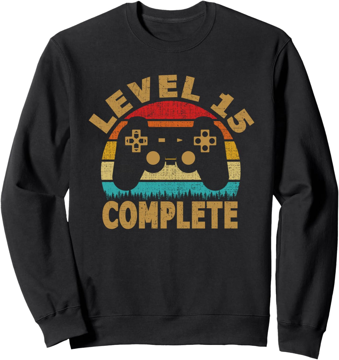 Level 15 Complete 15 Jahre Geburtstag Geschenk Video Gamer Sweatshirt