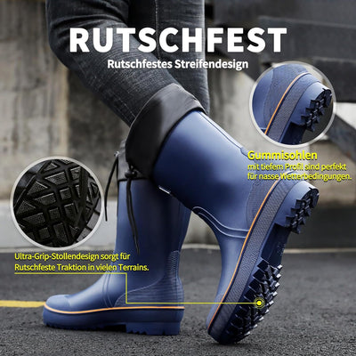 Foinledr Gummistiefel Herren Halbhoch Regenstiefel Gumischtifel Herren Wasserdicht Rain Boots Garten