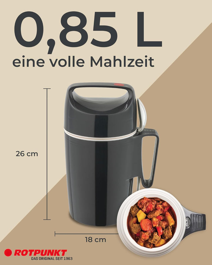 ROTPUNKT Thermobehälter für Essen 850 ml inkl. Löffel – Thermo Lunchbox Heiss & Kalt I Made in Germa