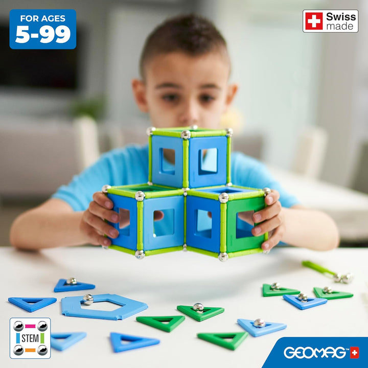 Geomag - Classic Panels 114 Pieces- Magnetic Construction for Children - Green Collection - 100 Perc