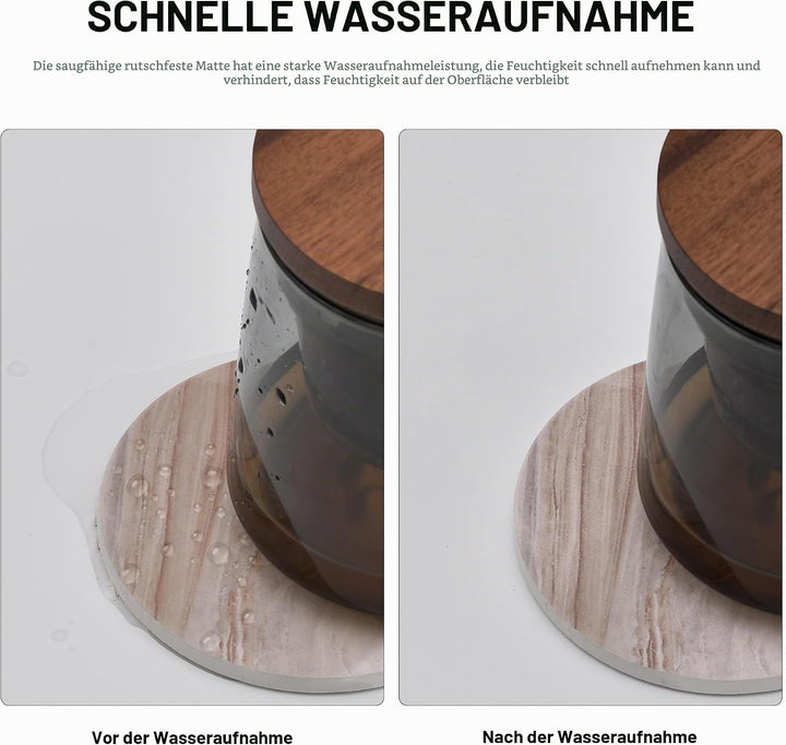Untersetzer Gläser, Keramik untersetzer 6er Set, Saugfähig Kork Keramik Glasuntersetzer mit Halter f